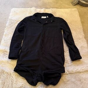 One Teaspoon soft denim black long sleeve button down romper size XS